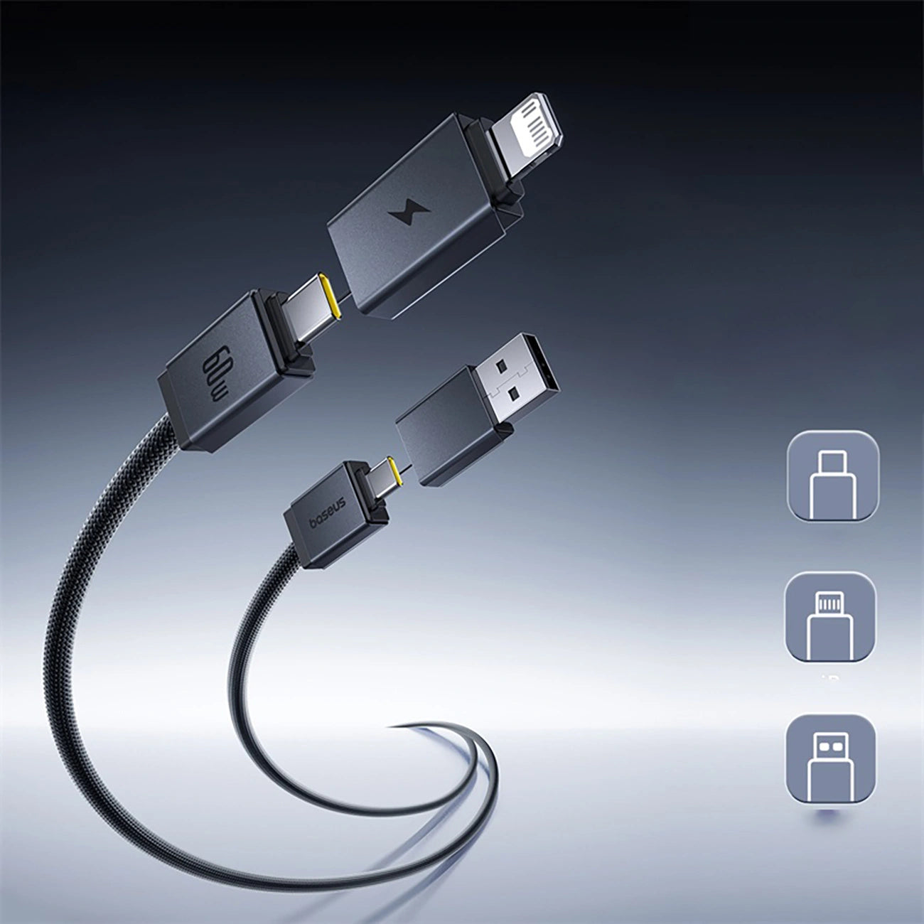 KABEL ALL IN ONE | 60CM | USB-C USB-A LIGHTNING