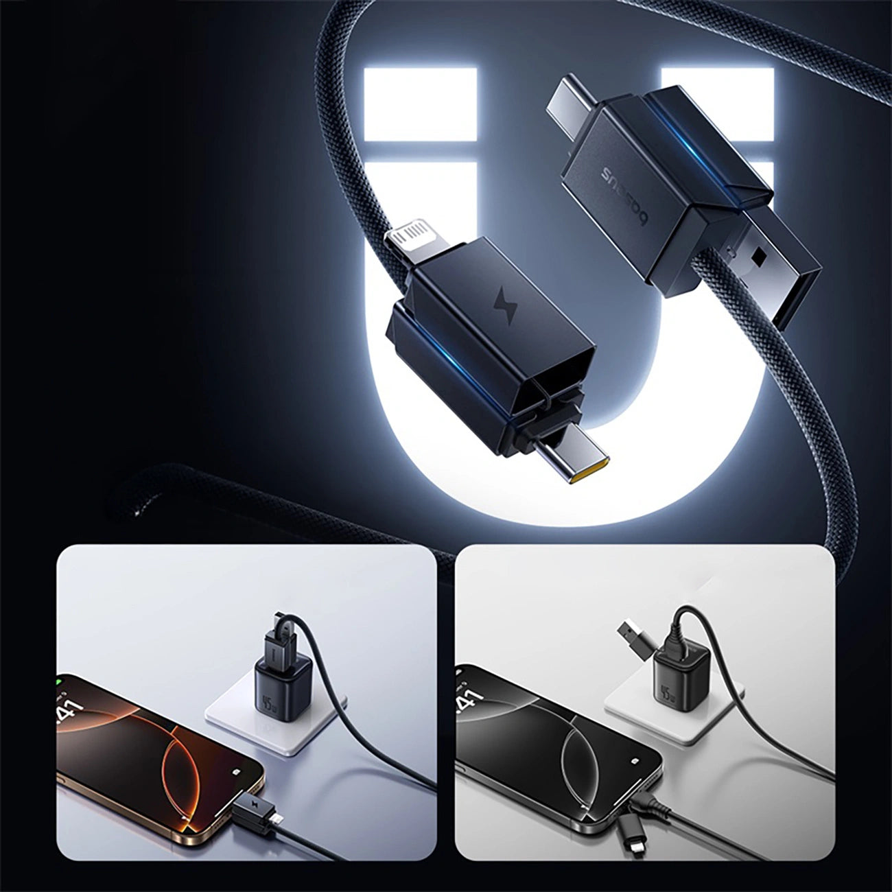 KABEL ALL IN ONE | 60CM | USB-C USB-A LIGHTNING