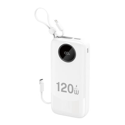 [10.000 MAH] POWERBANK CCC 22.5W | WBUDOWANY KABEL USB-C ORAZ LIGHTNING | BIAŁY