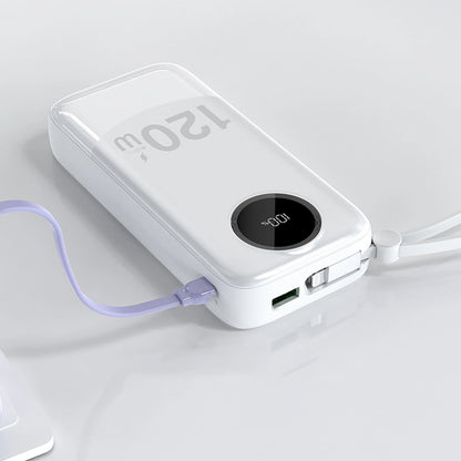 [10.000 MAH] POWERBANK CCC 22.5W | WBUDOWANY KABEL USB-C ORAZ LIGHTNING | BIAŁY